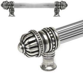 Cricket Cage 6'' cc with 5/8'' reeded center long pull large finial in Chalice. 5680R-9