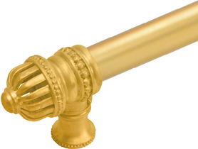 Cricket Cage 12'' cc with 5/8'' smooth center long pull & center brace large finial in Gilded Mercury. 5687-8