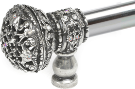 Juliane Grace 18'' cc with 5/8'' smooth center long pull large finial with Clear Swarovski crystals in Chalice. 5693-9C