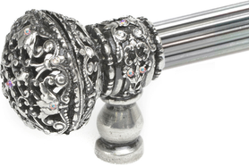 Juliane Grace 6'' cc with 5/8'' reeded center long pull large finial w/ 65 Swarovski Clear & Aurore Boreale Crystals with center brace 5695R-9CAB