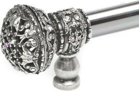 Juliane Grace 9'' cc with 5/8'' smooth center long pull large finial w/ 65 Swarovski Clear & Aurore Boreale Crystals with center brace 5696-9CAB
