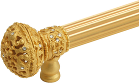 Juliane Grace 9'' cc with 5/8'' reeded center long pull & center brace large finial with Clear Swarovski crystals in Gilded Mercury. 5696R-8C