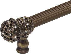 Juliane Grace 6'' cc with 5/8'' reeded center long pull small finial with clear Swarovski crystals in Antique Brass. 5700R-3C