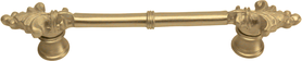 Charlemagne classic 4'' cc pull with small Fleur De Lys on ends in Soft Gold. 576-27