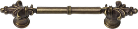 Charlemagne classic 4'' cc pull with small Fleur De Lys on ends in Antique Brass. 576-3