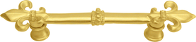 Charlemagne 4'' cc pull with large Fleur De Lys in Gilded Mercury. 599-8
