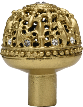 Versailles 7612-27C Soft Gold large round knob Fleur De Lys open basket w/ Swarovski Crystals 7612-27C