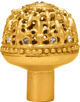 Versailles 7612-8C Gilded Mercury large round knob Fleur De Lys open basket w/ Swarovski Crystals 7612-8C