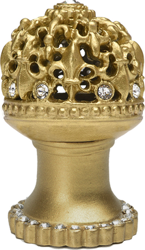 Versailles 7613H-27C Soft Gold medium round knob Fleur De Lys open basket w/ Swarovski Crystals and halo platform 7613H-27C