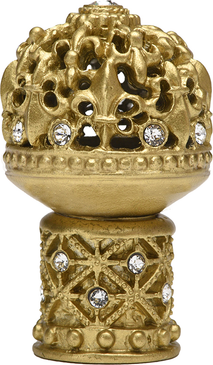 Versailles 7616-27C Soft Gold medium round knob Fleur De Lys open basket decorative column foot w/ Swarovski Crystals 7616-27C