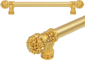Versailles 7655-8C Gilded Mercury Fleur De Lys 12'' cc long pull small finial w/ Swarovski Crystals w/ 5/8'' smooth center 7655-8C