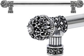 Versailles 7655-9C Chalice Fleur De Lys 12'' cc long pull small finial w/ Swarovski Crystals w/ 5/8'' smooth center 7655-9C