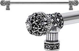 Versailles 7657-9C Chalice Fleur De Lys 22'' cc long pull small finial w/ Swarovski Crystals w/ 5/8'' smooth center 7657-9C