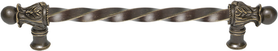 Acanthus 9'' cc with 3/8'' twist bar long pull Romanesque style in Antique Brass. 822-3
