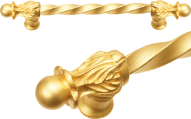 Acanthus 9'' cc with 3/8'' twist bar long pull Romanesque style in Gilded Mercury. 822-8