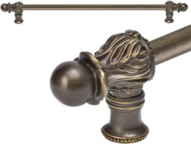 Acanthus 22'' cc with 1/2'' smooth bar long pull Romanesque style in Antique Brass. 825S-3