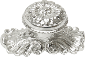 Acanthus large knob with flared foot Rosette style with medium backplate in Platinum. 830842-24