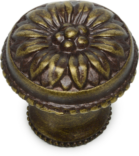 Acanthus large knob with flared foot Rosette style in Satin. 830B-3