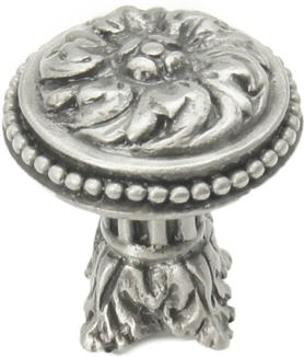 Acanthus & beaded large knob with column base Rosette style in Satin. 851-11