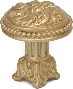 Acanthus & beaded large knob with column base Rosette style in Soft Gold. 851-27