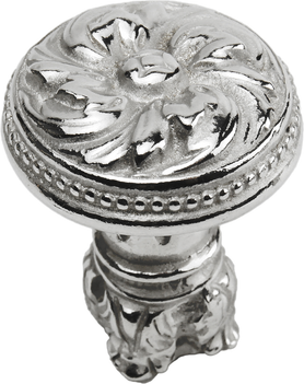 Acanthus & beaded medium knob with column base Rosette style in Platinum. 852-24