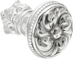 Acanthus & beaded medium knob with column base Rosette style in Platinum. 852-24