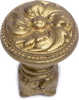 Acanthus & beaded medium knob with column base Rosette style in Soft Gold. 852-27