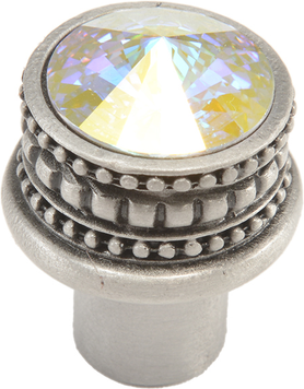 Caché medium round knob with an 18mm Swarovski Aurore Boreale Crystals 860-11AB