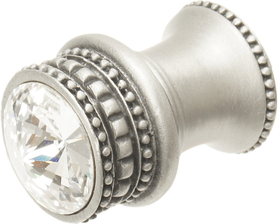Cache Caché medium round knob with flared foot with an 18mm Swarovski Clear Crystal in Satin. 860B-11C