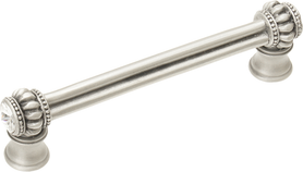 Cache Caché double 4'' cc pull with flared foot with 2 rivoli Swarovski Clear Crystals in Satin. 862B-11C