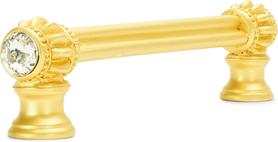 Cache Caché double 4'' cc pull with flared foot with 2 rivoli Swarovski Clear Crystals in Gilded Mercury. 862B-8C