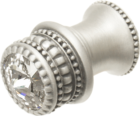Cache Caché medium round knob with flared foot with an 16mm Swarovski Clear Crystal in Satin. 863B-11C
