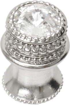 Caché medium round knob with flared foot with an 16mm Swarovski Clear Crystal in Platinum. 863B-24C