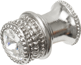 Cache Caché medium round knob with flared foot with an 16mm Swarovski Clear Crystal in Platinum. 863B-24C