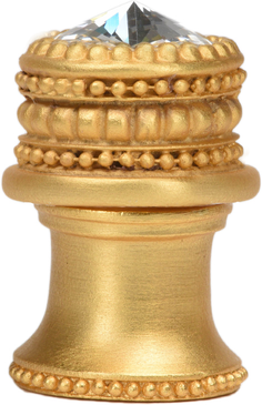 Caché medium round knob with flared foot with an 16mm Swarovski Clear Crystal in Gilded Mercury. 863B-8C