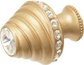 Cache Caché medium round knob with flared foot with 19 rivoli Swarovski Clear Crystals in Soft Gold. 864B-27C