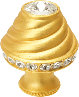 Caché medium round knob with flared foot with 19 rivoli Swarovski Clear Crystals in Gilded Mercury 864B-8C