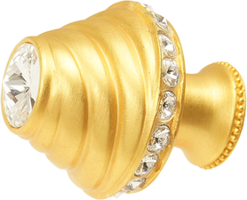 Cache Caché medium round knob with flared foot with 19 rivoli Swarovski Clear Crystals in Gilded Mercury 864B-8C