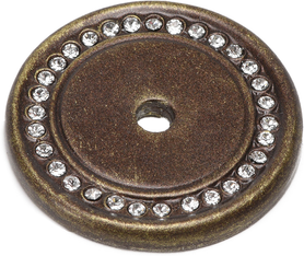 Caché round escutcheon with Swarovski Clear Crystals in Antique Brass. 866-3C