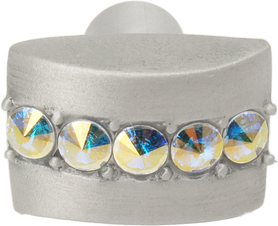 Cache Caché rectangle knob with center of 5 rivoli Swarovski Aurore Boreale Crystals 872-11AB