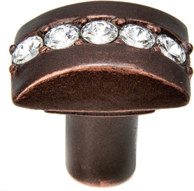 Caché rectangle knob with center of 5 rivoli Swarovski Clear Crystals 872-22C