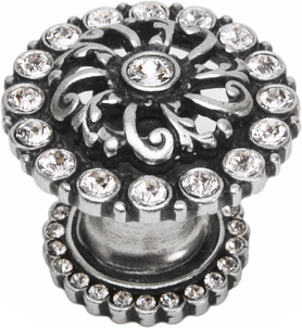 Caché medium round knob with halo platform with Swarovski Clear Crystals 873H-9C