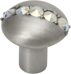 Caché round knob with center of 5 rivoli Swarovski Aurore Boreale Crystals 874-11AB