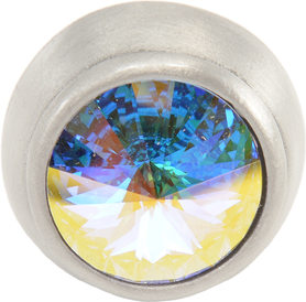 Cache Caché round knob with an 18mm rivoli Swarovski Aurore Boreale Crystal 877-11AB