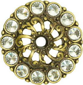 Cache Caché medium escutcheon with 13 rivoli Swarovski Clear Crystals in Antique Brass. 882-3C