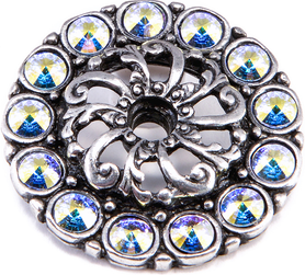 Caché medium escutcheon with 13 rivoli Swarovski Aurore Boreale Crystals 882-9AB