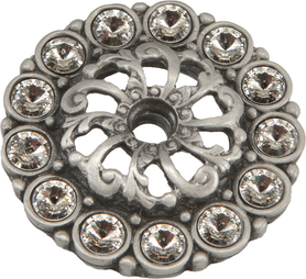 Caché small round escutcheon with 16 Swarovski Clear Crystals in Satin. 884-11C