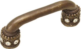 Cache Caché 3'' cc pull with Swarovski Clear Crystals & sleeves in Antique Brass 896-3C