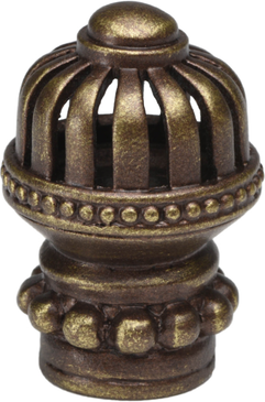 Cricket Cage medium round knob with beaded base in Antique Brass. 969-3
