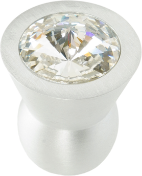 Latitude Cone aluminum knob; 18mm clear crystals; satin nickel finish CA18C
